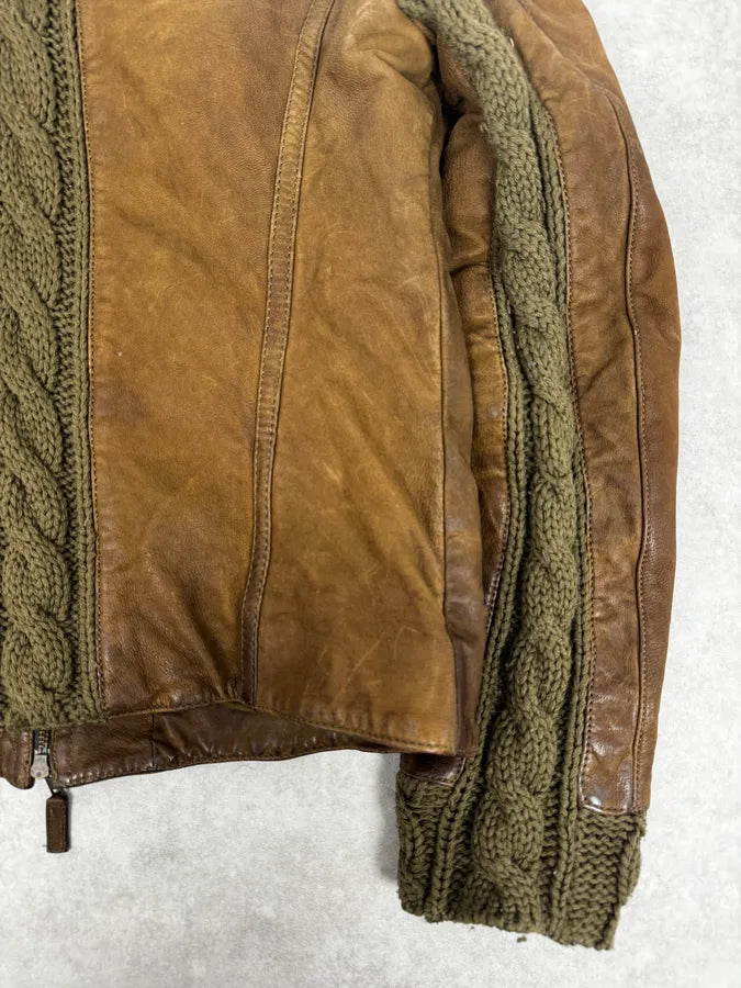 AW2009 Emporio Armani Brown Leather Biker Jacket JXFUMSR 8