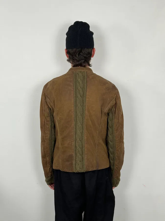 AW2009 Emporio Armani Brown Leather Biker Jacket JXFUMSR 2