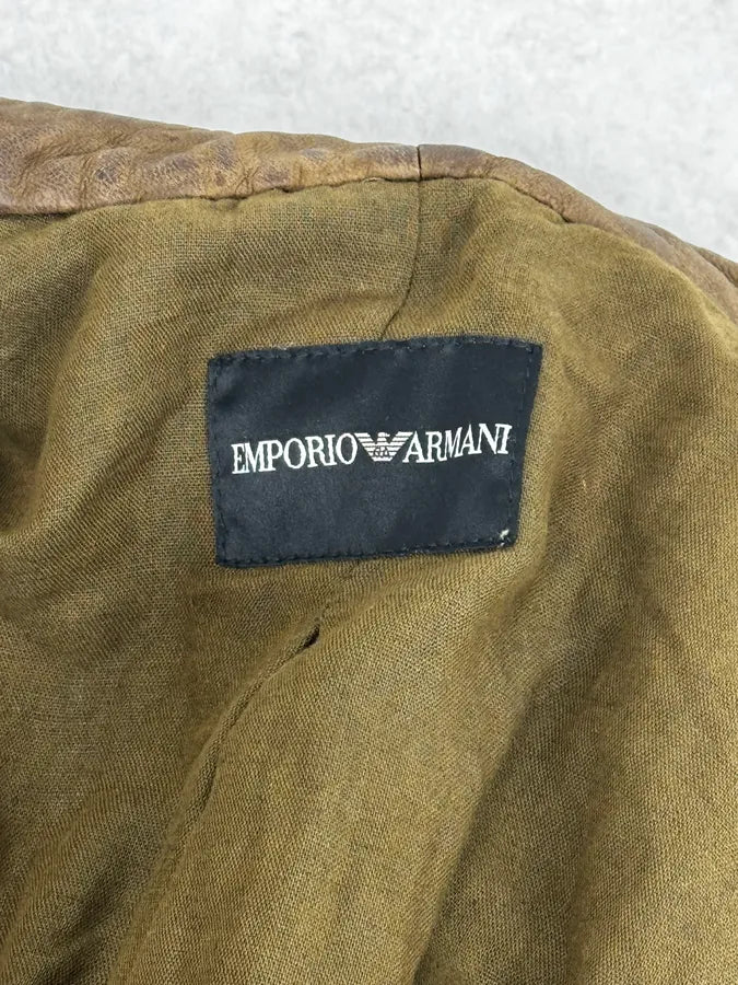 AW2009 Emporio Armani Brown Leather Biker Jacket JXFUMSR 10