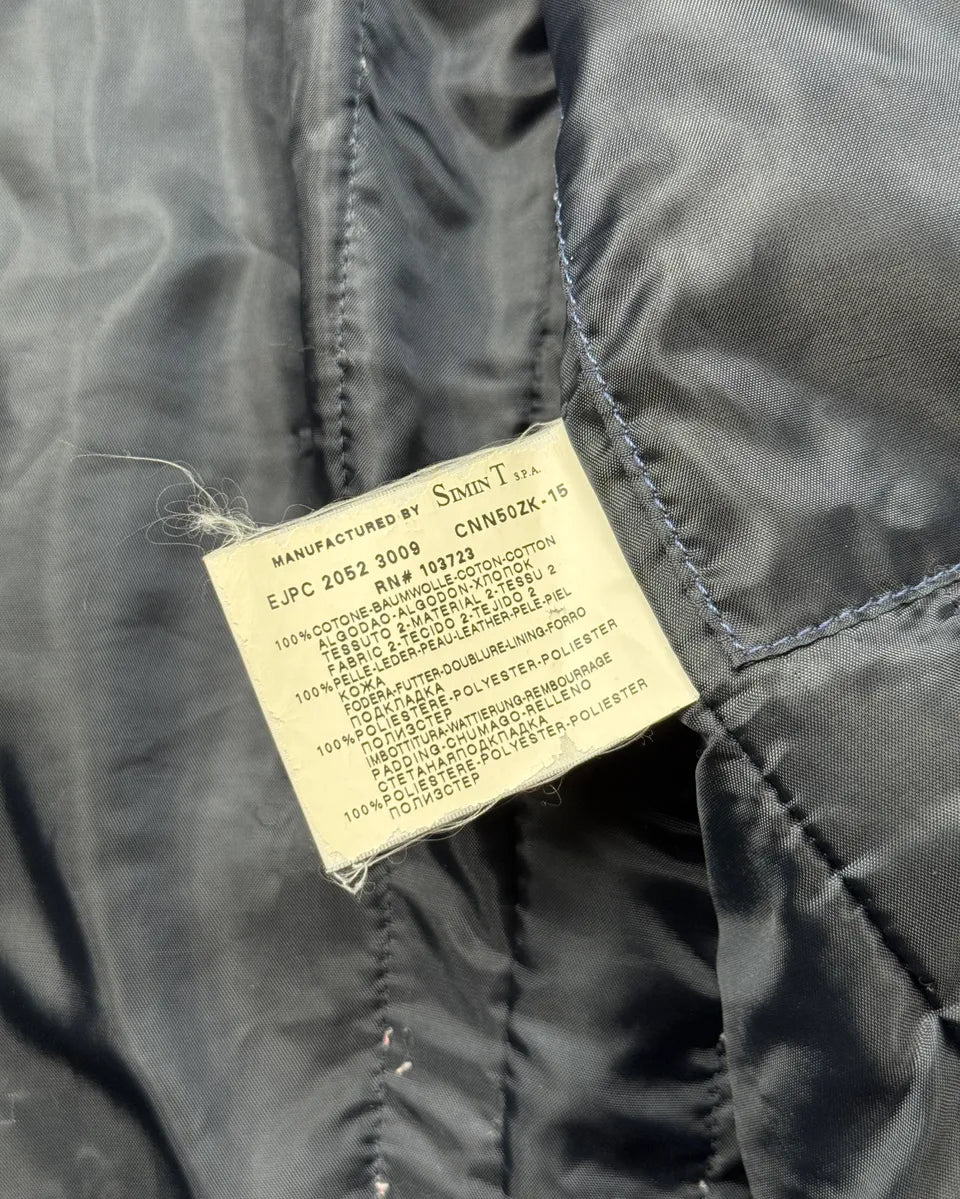 2010s Emporio Armani Brown Leather Trim Blue Denim Jacket  ZFcmDHg 10