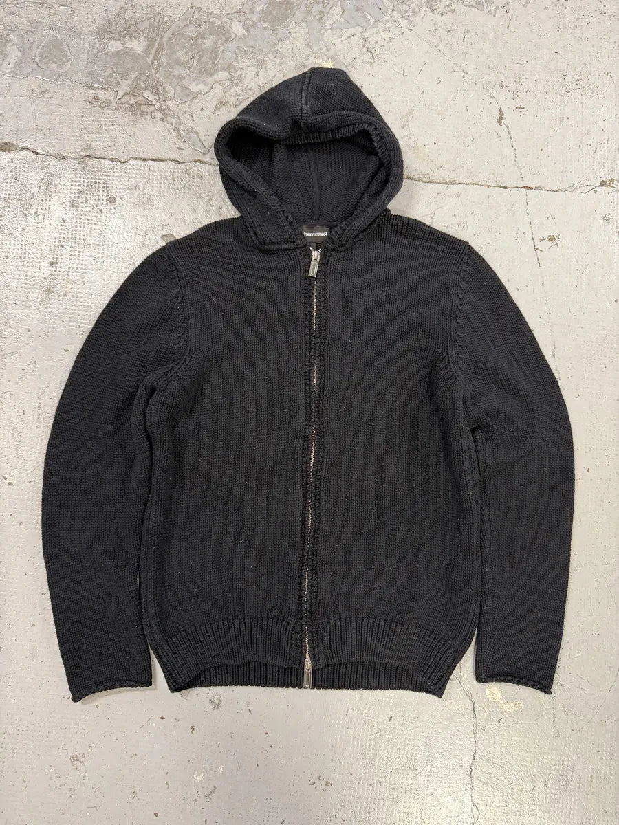 2010s Emporio Armani Cozy Black Zip-Up Hoodie QwEHmOL 0
