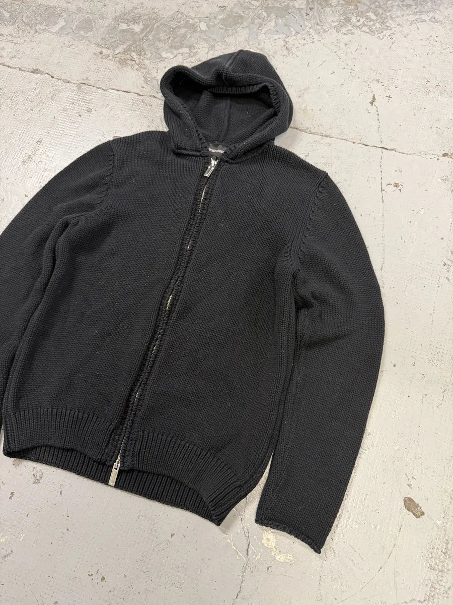 2010s Emporio Armani Cozy Black Zip-Up Hoodie QwEHmOL 1
