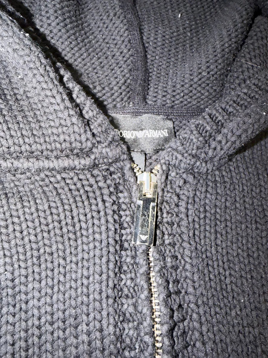 2010s Emporio Armani Cozy Black Zip-Up Hoodie QwEHmOL 5