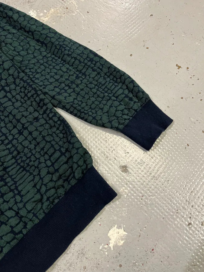 2010s Emporio Armani Dark Green Crocodile Effect Wool Sweater VMwEbll 5