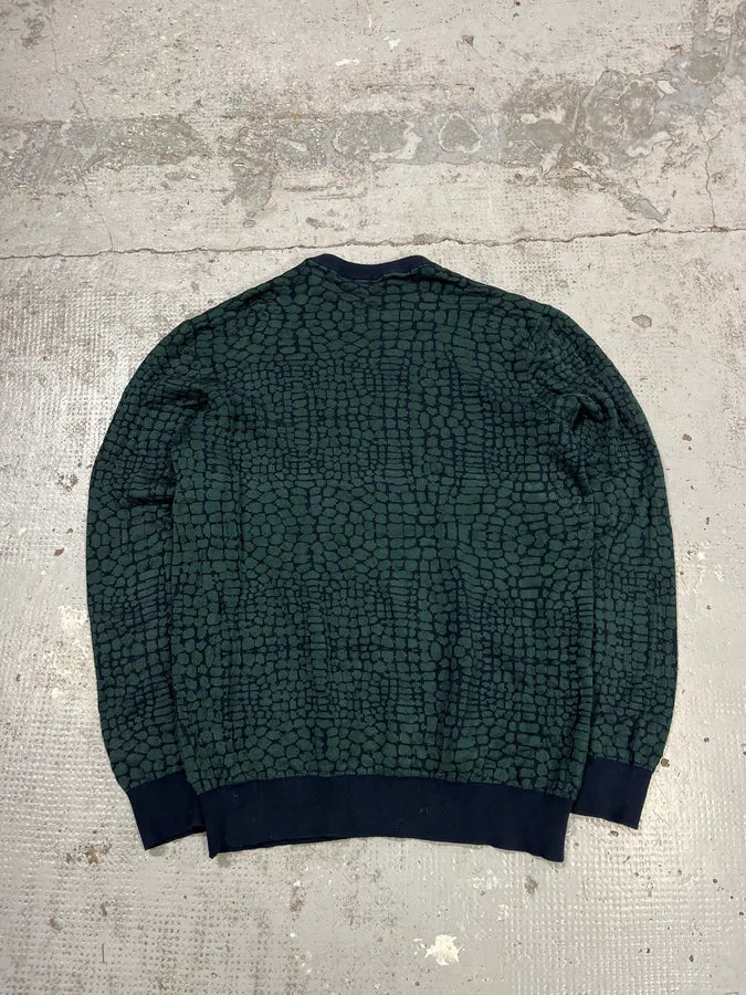 2010s Emporio Armani Dark Green Crocodile Effect Wool Sweater VMwEbll 6