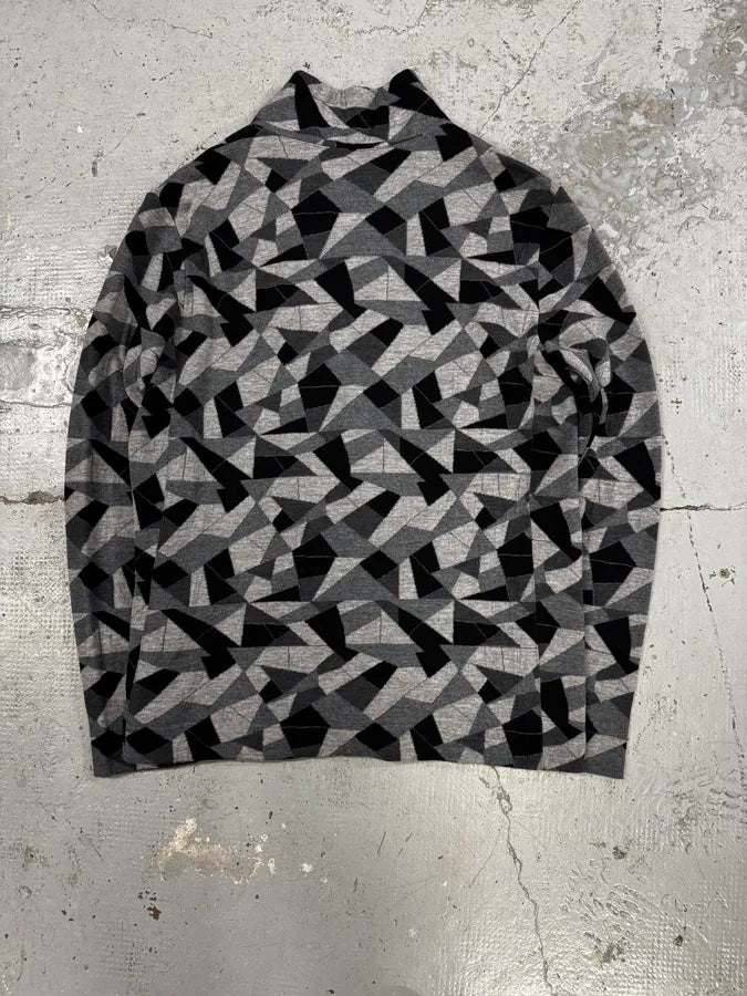 2010s Emporio Armani Geometrical Grey & Black Wool Blazer Jacket zSqHIoy 3