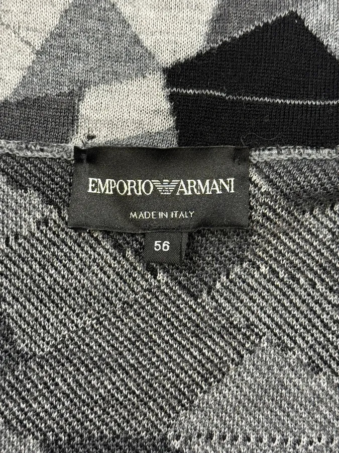 2010s Emporio Armani Geometrical Grey & Black Wool Blazer Jacket zSqHIoy 7