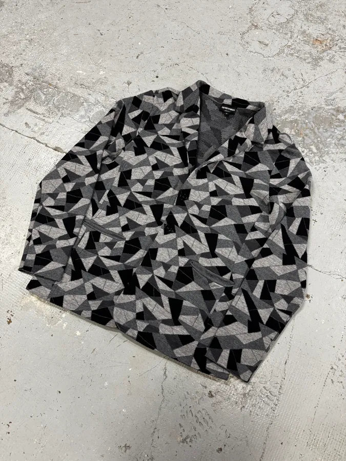 2010s Emporio Armani Geometrical Grey & Black Wool Blazer Jacket zSqHIoy 3