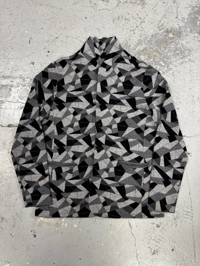2010s Emporio Armani Geometrical Grey & Black Wool Blazer Jacket zSqHIoy 2