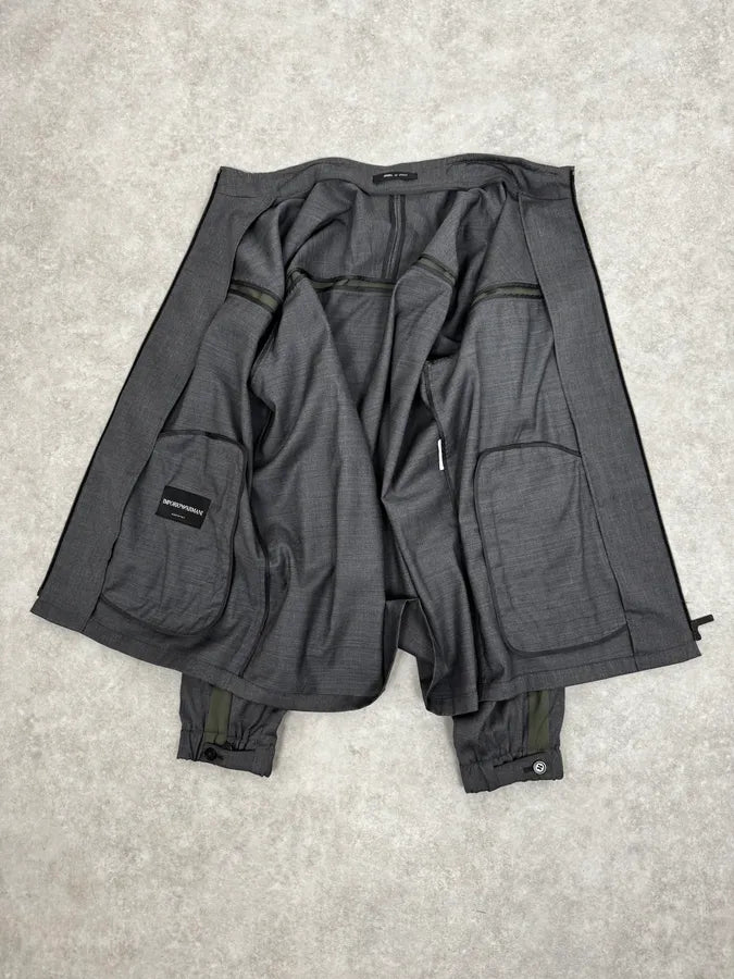 2010s Emporio Armani Grey & Olive Lined Cozy Zip-up Jacket bMMELEo 4