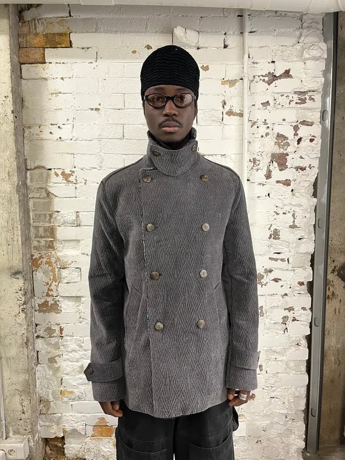 2010s Emporio Armani Iridescent Faux Fur Collar Grey Coat EcZhKNm 0