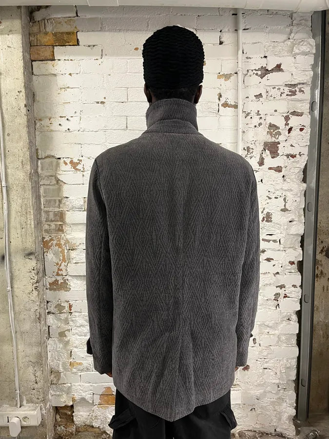 2010s Emporio Armani Iridescent Faux Fur Collar Grey Coat EcZhKNm 1