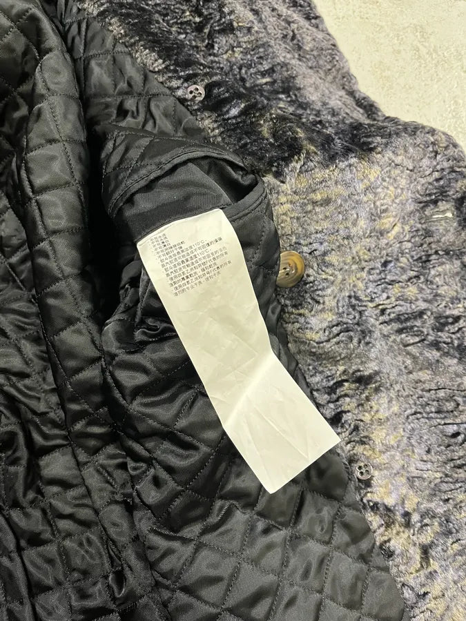 2010s Emporio Armani Iridescent Faux Fur Collar Grey Coat EcZhKNm 11
