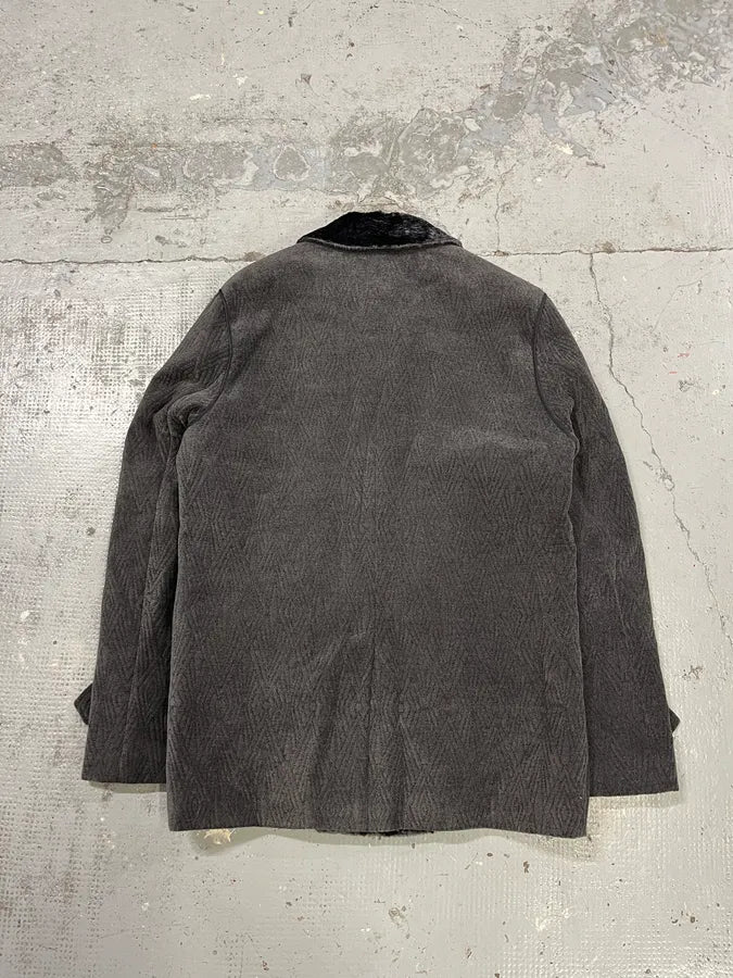 2010s Emporio Armani Iridescent Faux Fur Collar Grey Coat EcZhKNm 7