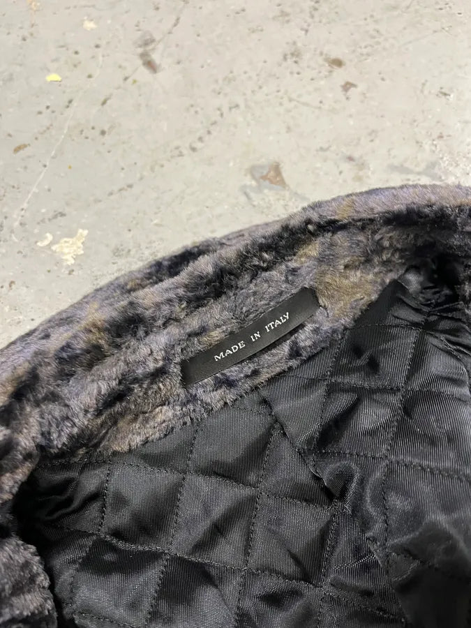 2010s Emporio Armani Iridescent Faux Fur Collar Grey Coat EcZhKNm 9