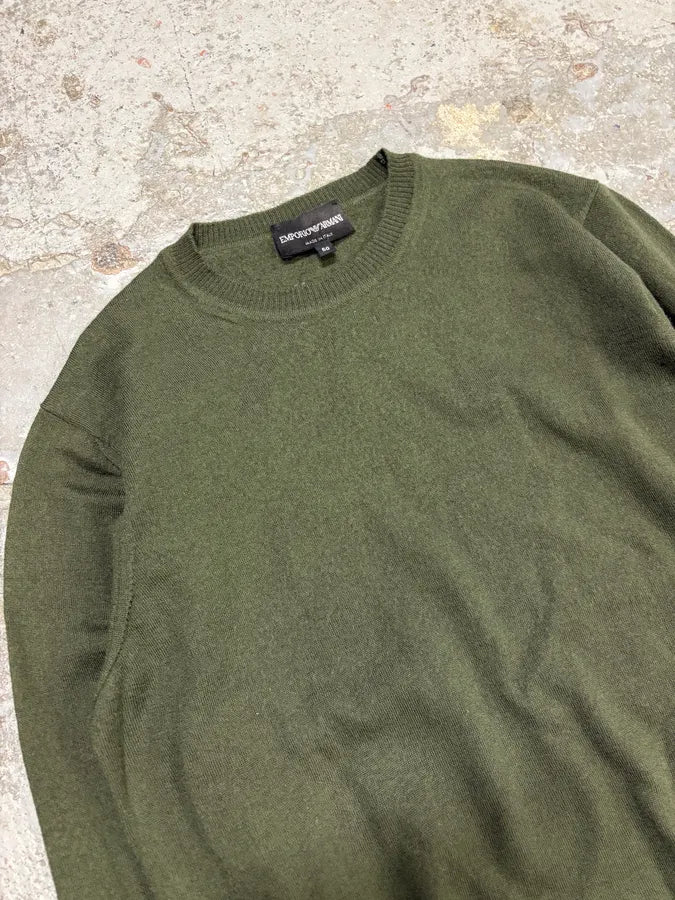 2010s Emporio Armani Khaki Minimalist Sweater HvLEQSX 3
