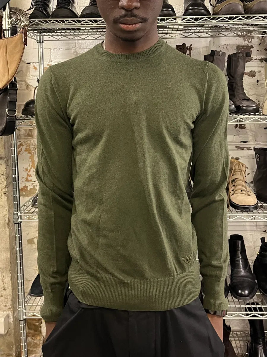 2010s Emporio Armani Khaki Minimalist Sweater HvLEQSX 1