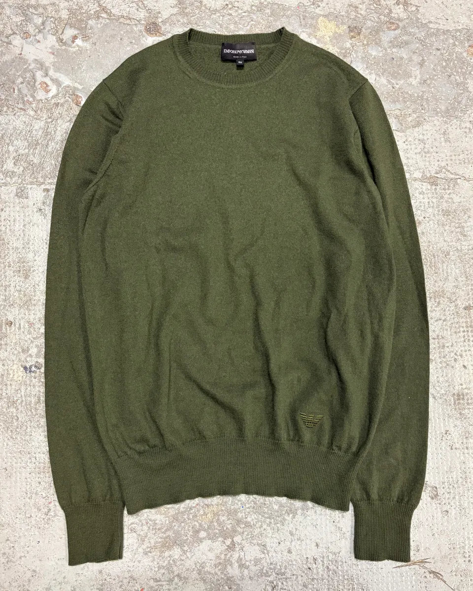 2010s Emporio Armani Khaki Minimalist Sweater HvLEQSX 0