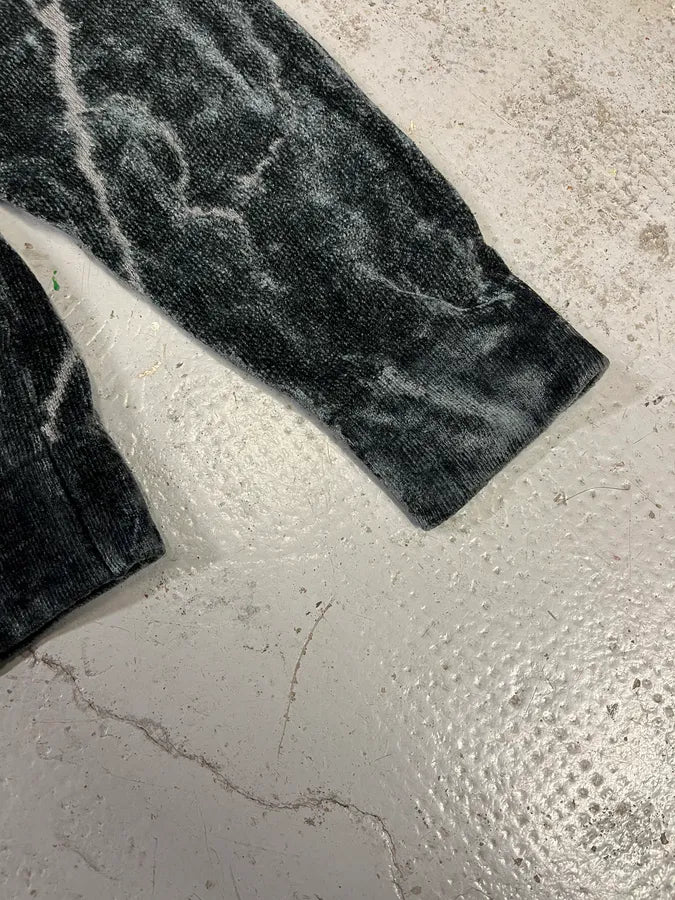 2010s Emporio Armani Lightning Crack Grey Velvet Hoodie REecPJc 4