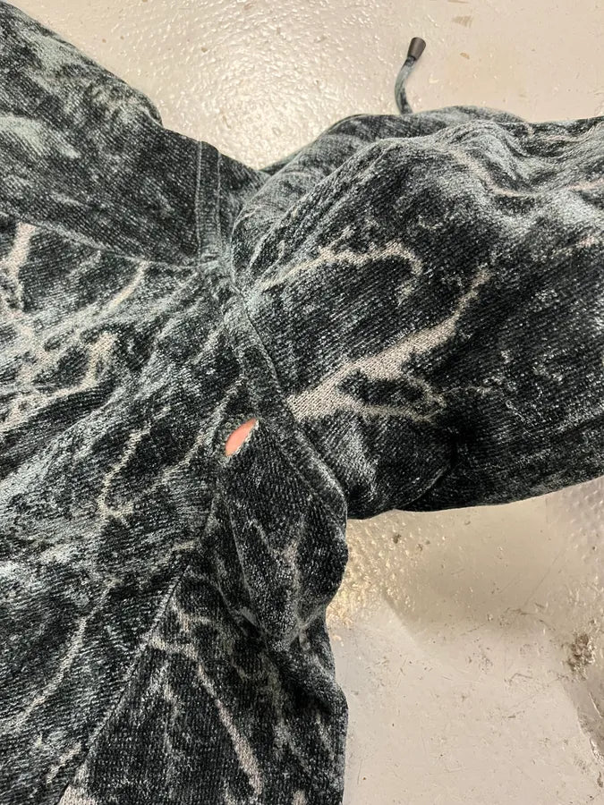 2010s Emporio Armani Lightning Crack Grey Velvet Hoodie REecPJc 6