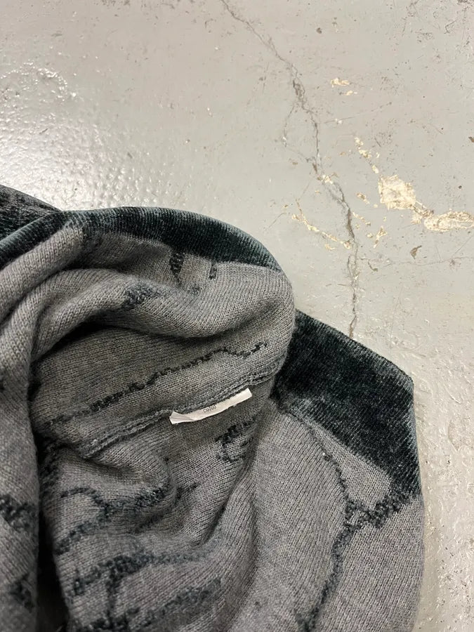 2010s Emporio Armani Lightning Crack Grey Velvet Hoodie REecPJc 9