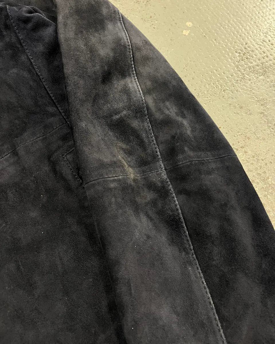 2010s Emporio Armani Navy Goat Suede Leather Jacket NTKHByD 6