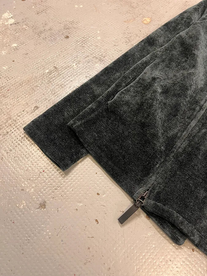 2010s Emporio Armani Navy Green Velvet Asymmetrical Jacket qrRTKHG 5