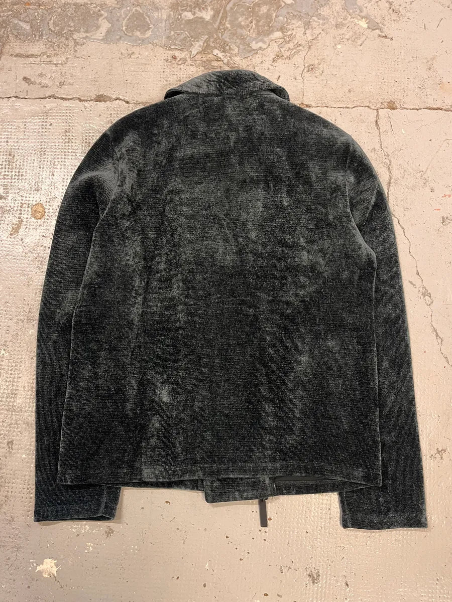 2010s Emporio Armani Navy Green Velvet Asymmetrical Jacket qrRTKHG 7