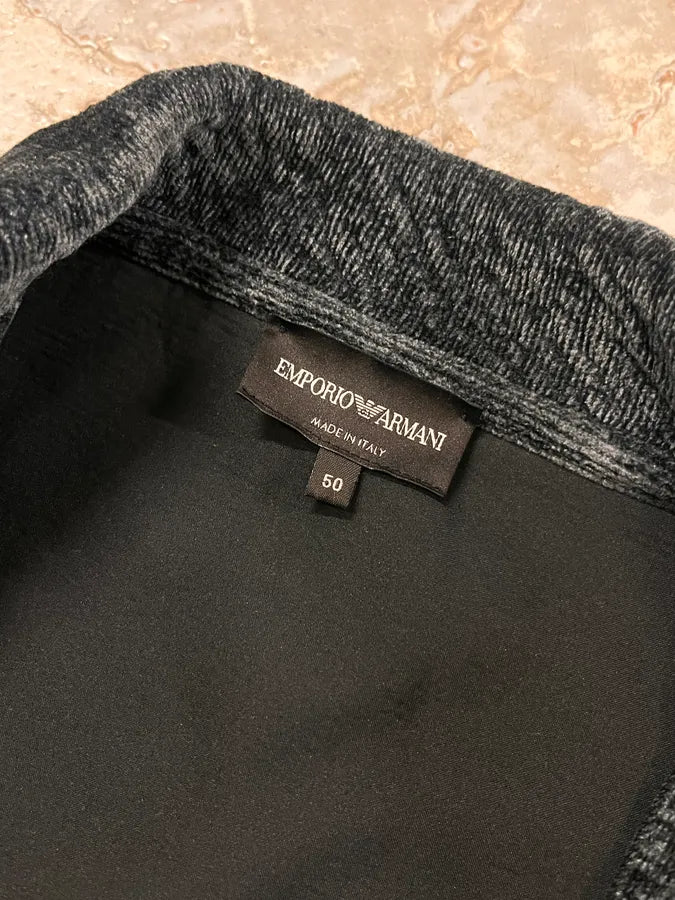 2010s Emporio Armani Navy Green Velvet Asymmetrical Jacket qrRTKHG 9