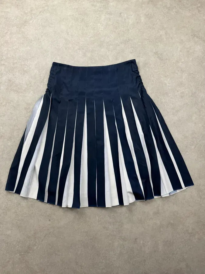 2010s Emporio Armani Navy & White Pleated Skirt OBgMTWi 3