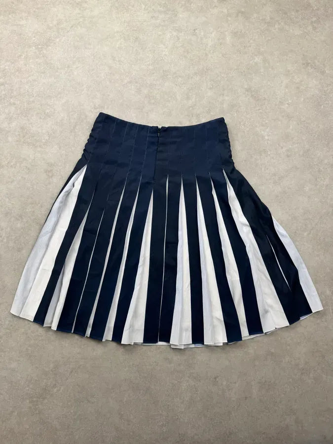 2010s Emporio Armani Navy & White Pleated Skirt OBgMTWi 4