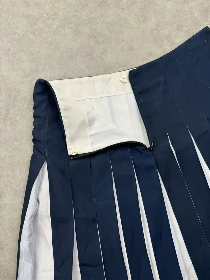 2010s Emporio Armani Navy & White Pleated Skirt OBgMTWi 7