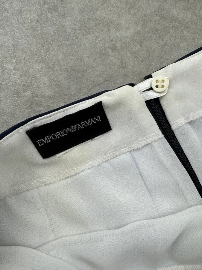 2010s Emporio Armani Navy & White Pleated Skirt OBgMTWi 9