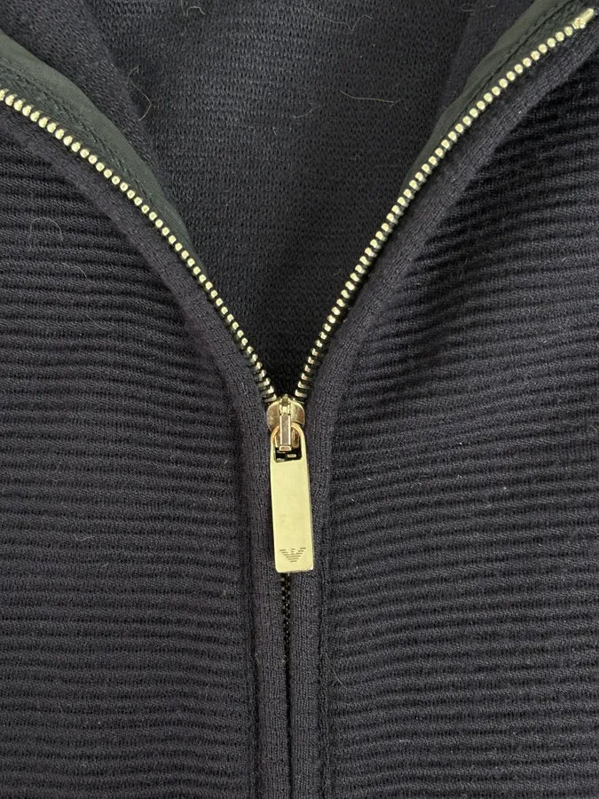 SS2016 Emporio Armani Navy Wool Minimalist Zip-up Jacket qGvvHib 7