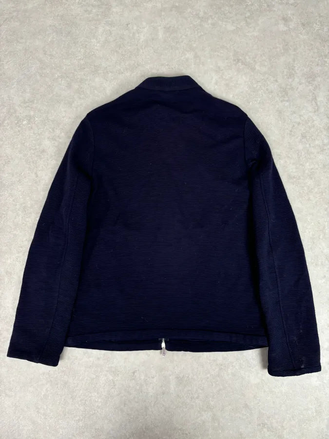 SS2016 Emporio Armani Navy Wool Minimalist Zip-up Jacket qGvvHib 3