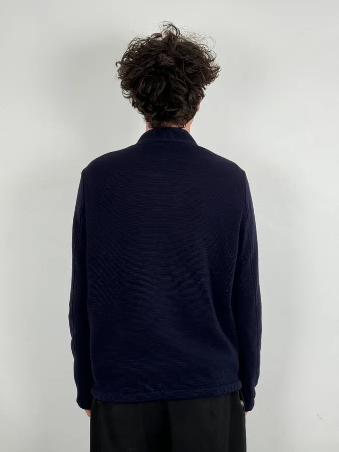 SS2016 Emporio Armani Navy Wool Minimalist Zip-up Jacket qGvvHib 1