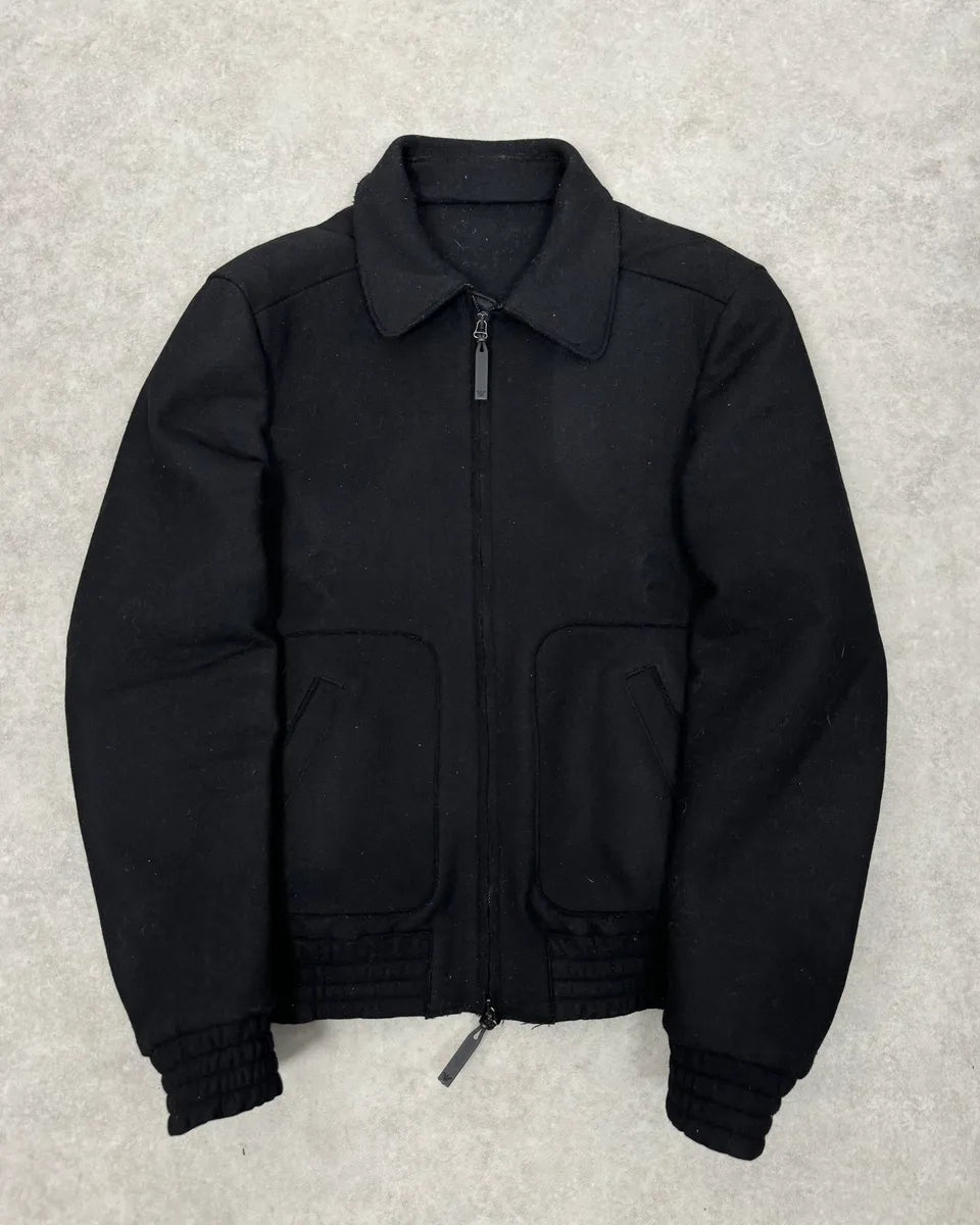 2010s Emporio Armani Tactical Black Cozy Bomber Jacket bkSjdsH 0