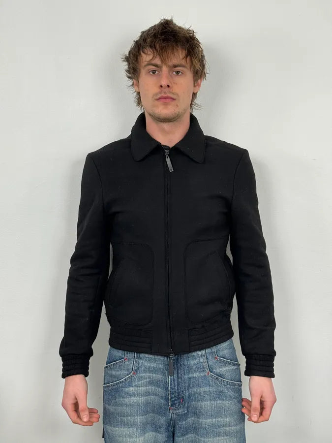 2010s Emporio Armani Tactical Black Cozy Bomber Jacket bkSjdsH 1