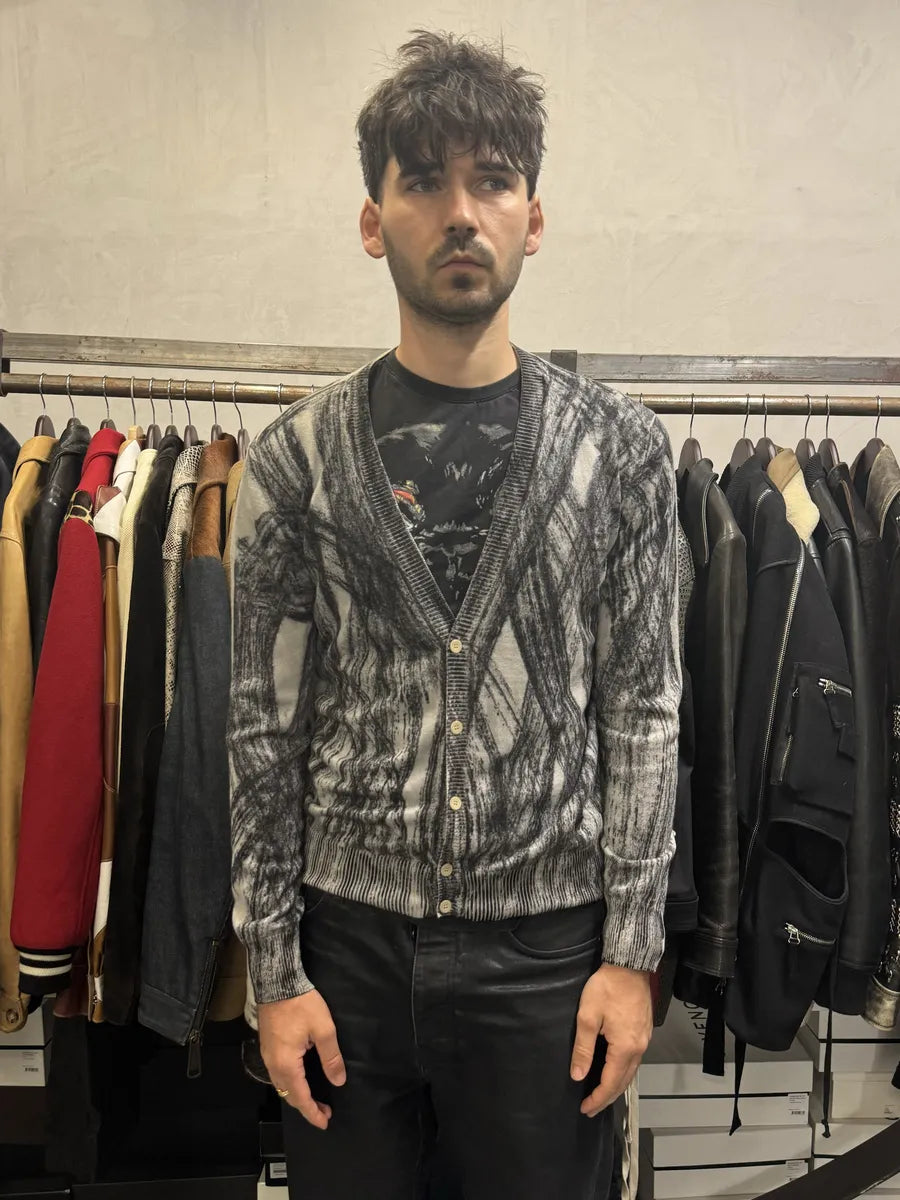 2010s Emporio Armani Wheel Paint Cardigan Sweater fWzwuLX 1