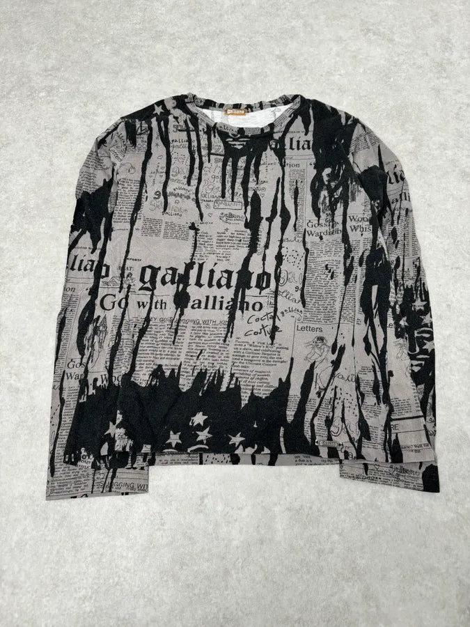 2010s Galliano Magazine Gazette Black & Grey Splash Longsleeves uARgWSP 0