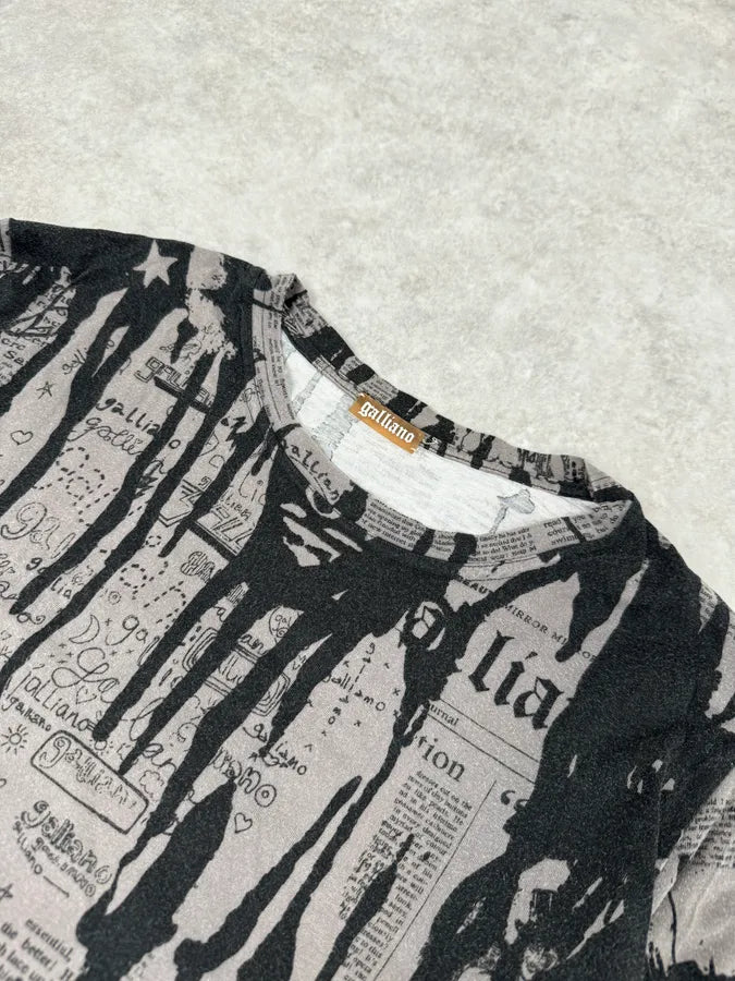 2010s Galliano Magazine Gazette Black & Grey Splash Longsleeves uARgWSP 4