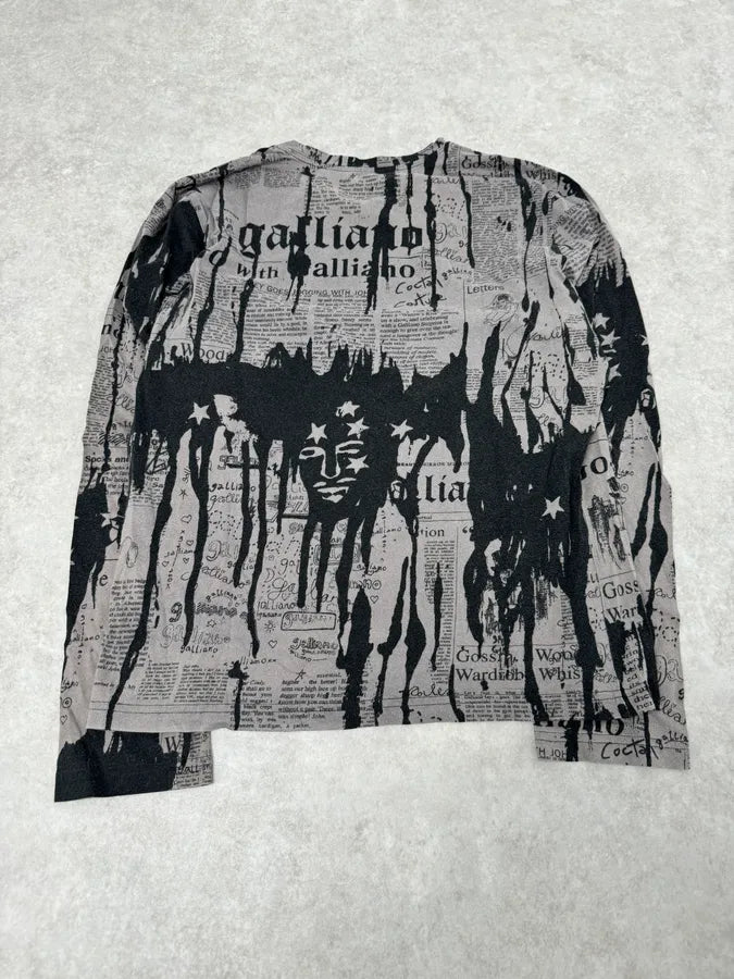 2010s Galliano Magazine Gazette Black & Grey Splash Longsleeves uARgWSP 6