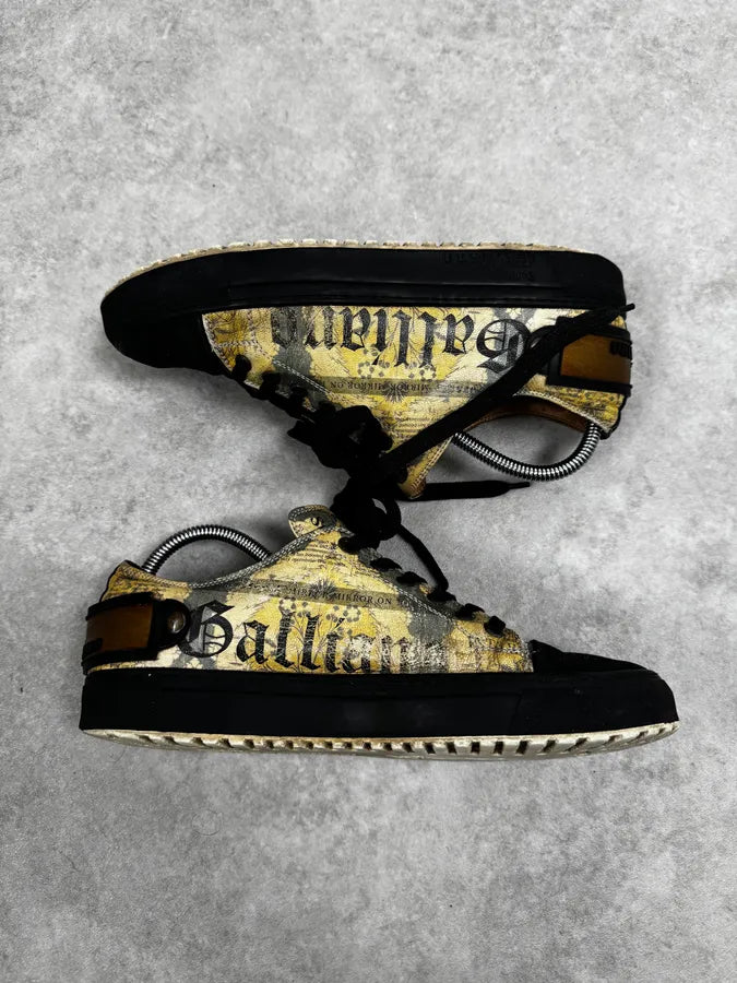 2010s Galliano Magazine Yellow & Black Leather Sneakers VRxFqut 3