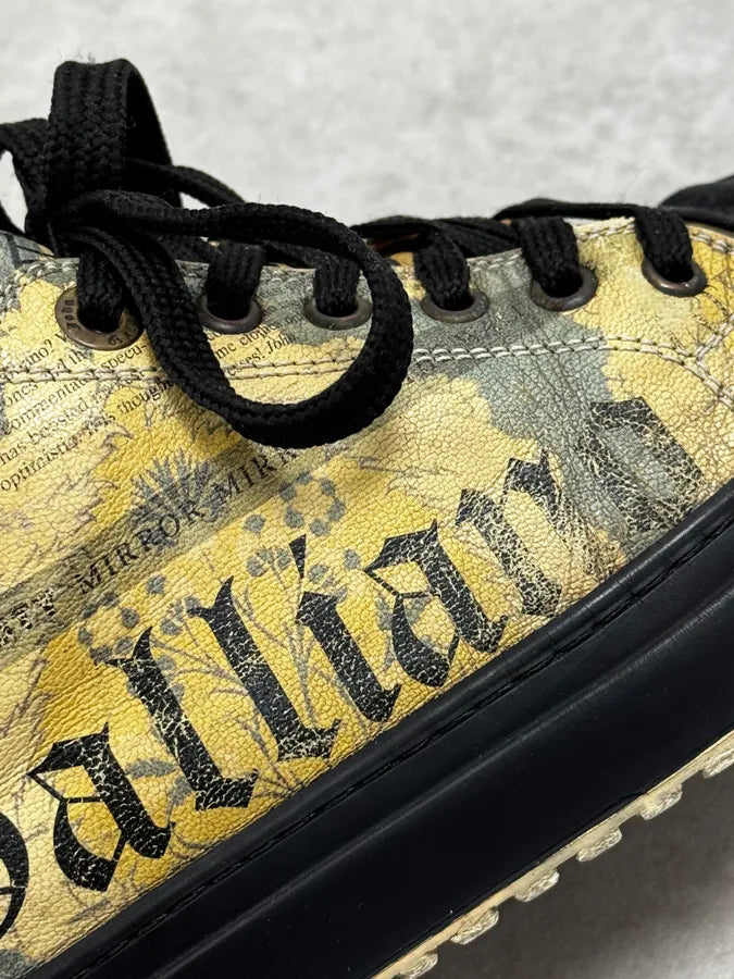 2010s Galliano Magazine Yellow & Black Leather Sneakers VRxFqut 4