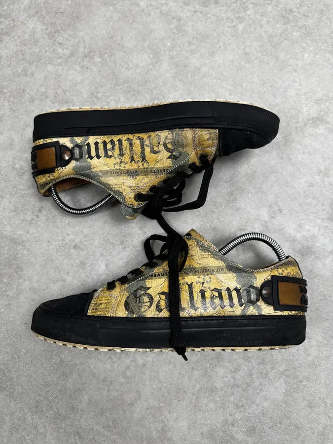 2010s Galliano Magazine Yellow & Black Leather Sneakers VRxFqut 2