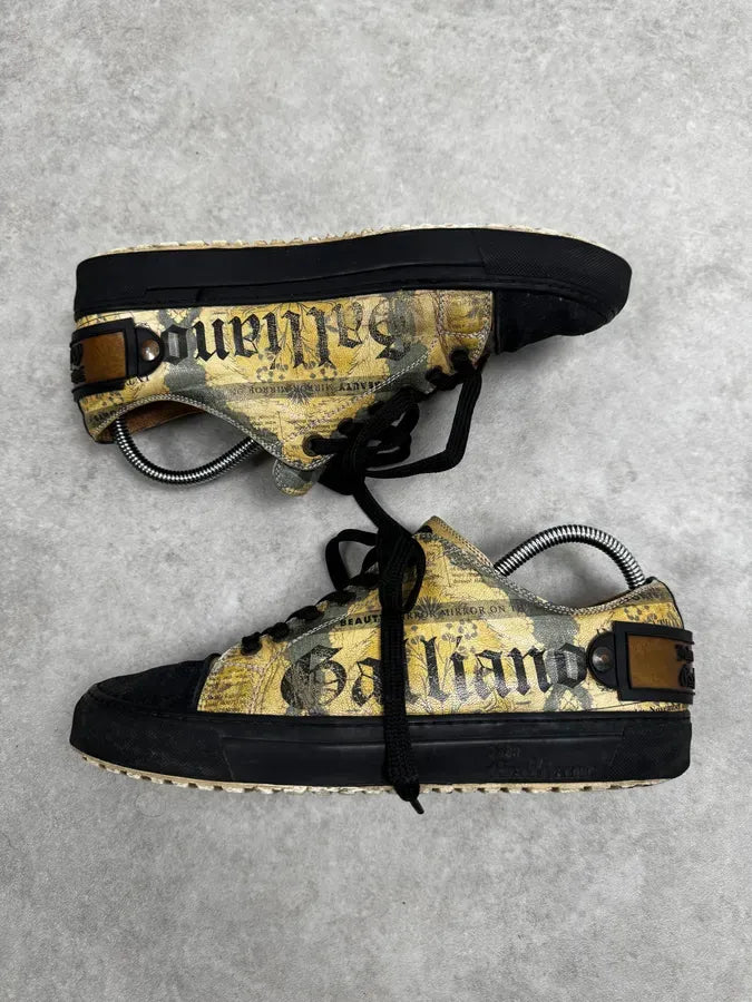 2010s Galliano Magazine Yellow & Black Leather Sneakers VRxFqut 2