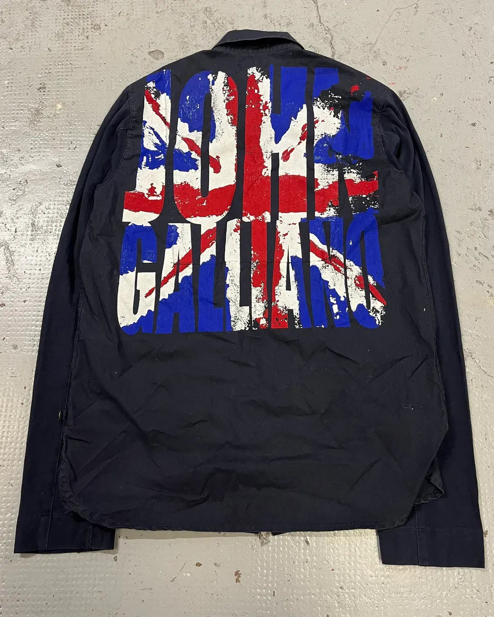 2010s Galliano UK Flag Print Navy Shirt psMoRVG 0