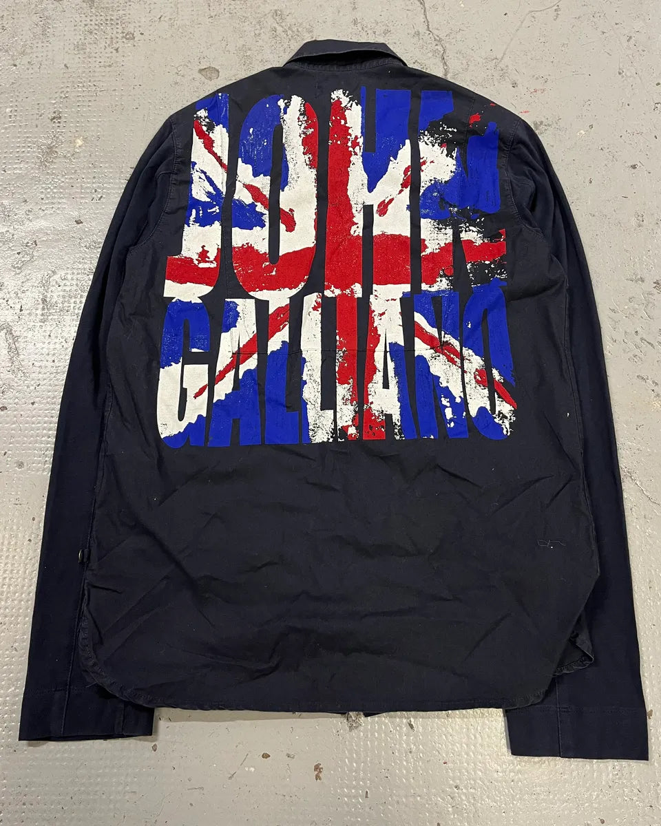 2010s Galliano UK Flag Print Navy Shirt psMoRVG 0