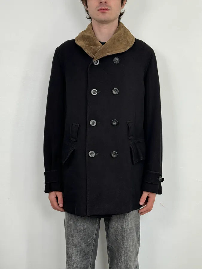 2010s Giorgio Armani Black Wool Double Breasted Classy Coat cEEntuw 1