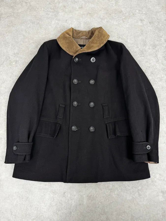 2010s Giorgio Armani Black Wool Double Breasted Classy Coat cEEntuw 0